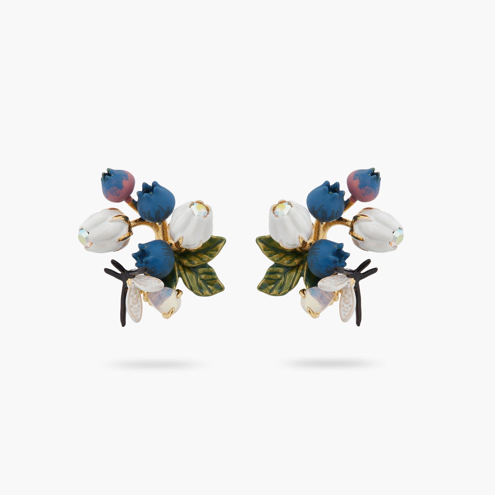 Blueberry, White Flower And Firefly Earrings | ATBG1071 - Les Nereides