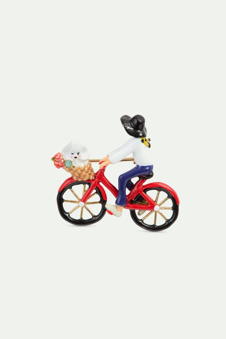 Brooch With Bicycle. Poodle And Bunch Of Flowers | AWLA5011 - Les Nereides