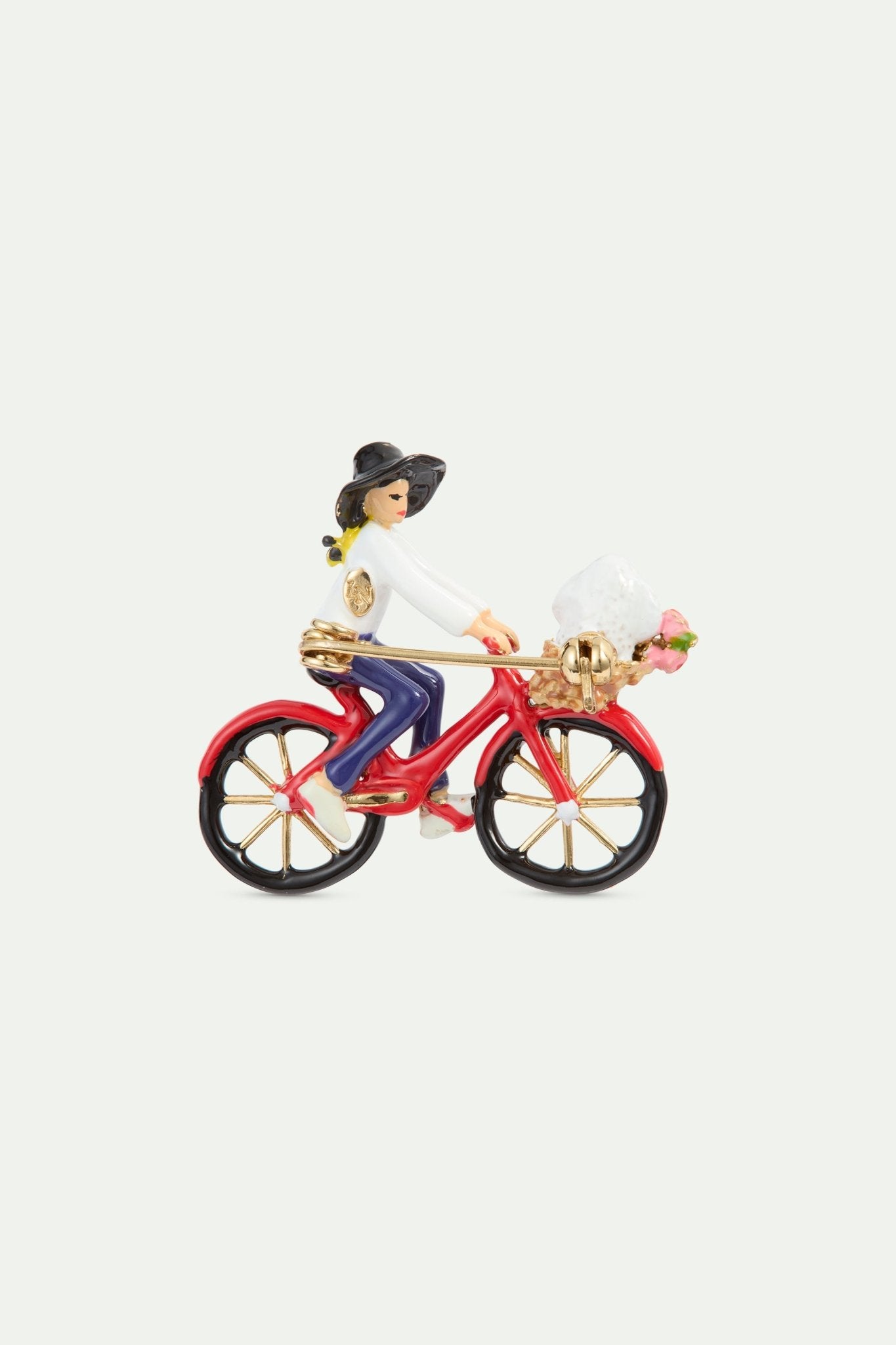 Brooch With Bicycle. Poodle And Bunch Of Flowers | AWLA5011 - Les Nereides