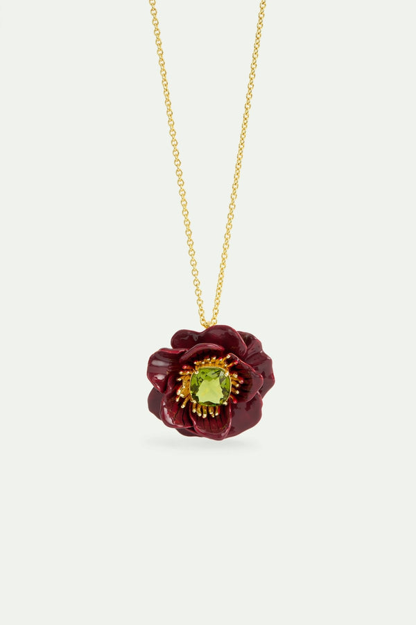 Burgundy Anemone Pendant Necklace | AWBB3021 - Les Nereides