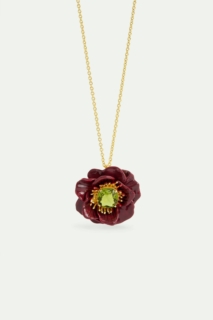 Burgundy Anemone Pendant Necklace | AWBB3021 - Les Nereides