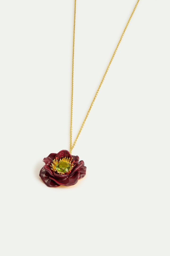 Burgundy Anemone Pendant Necklace | AWBB3021 - Les Nereides