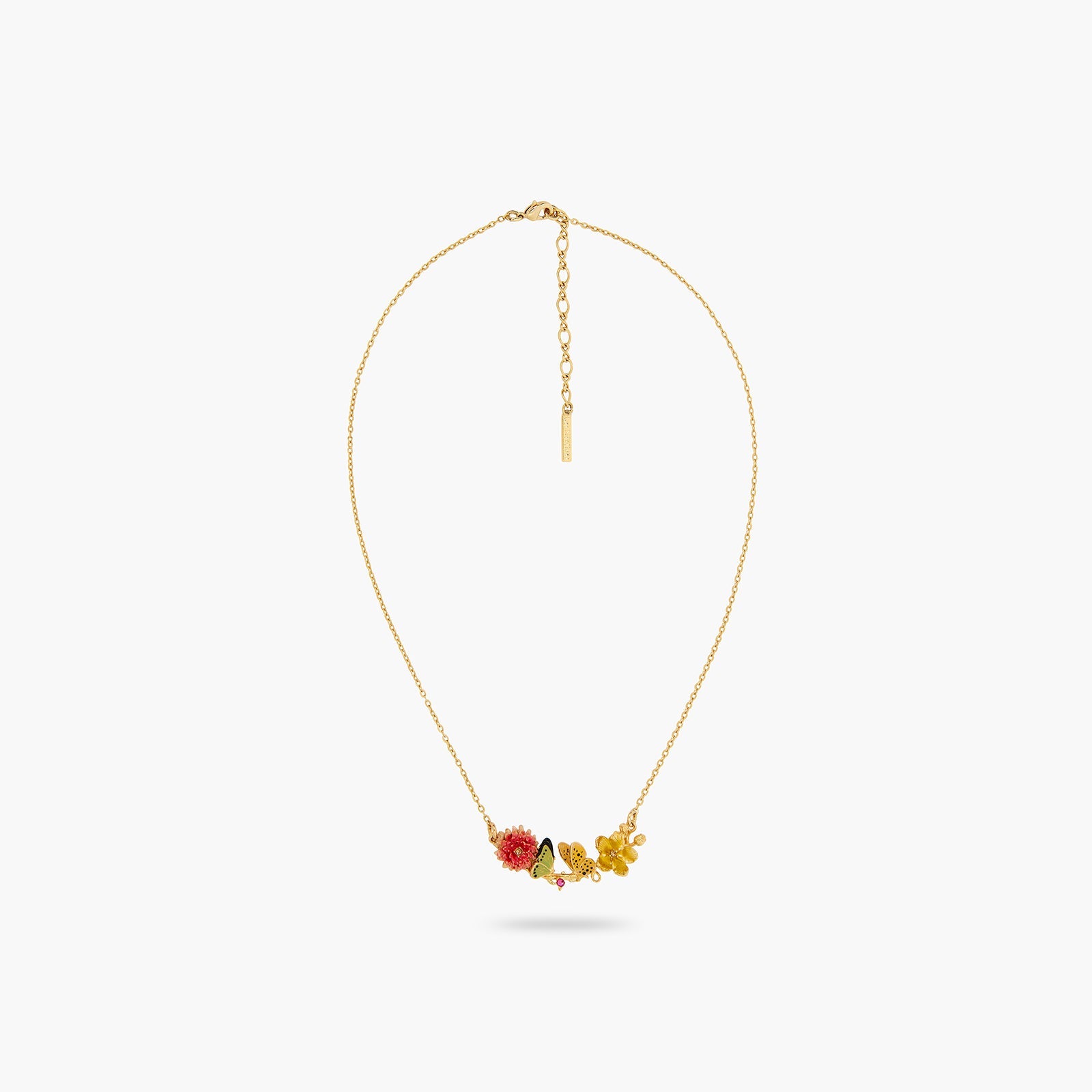 Butterfly And Enamelled Flower Statement Necklace | ATLA3021 - Les Nereides