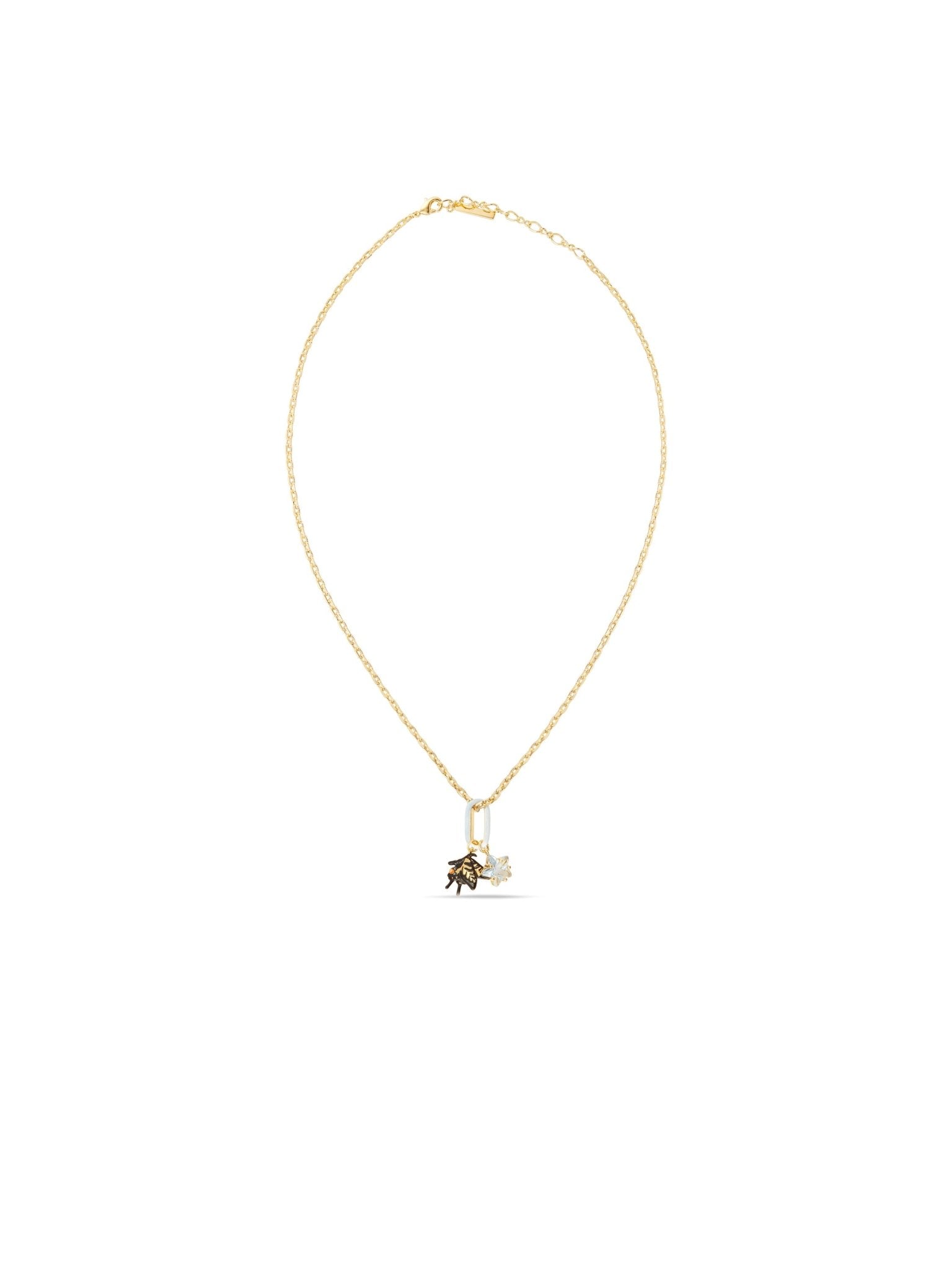 Butterfly And Faceted Star Charm Pendant Necklace | AUTR3021 - Les Nereides
