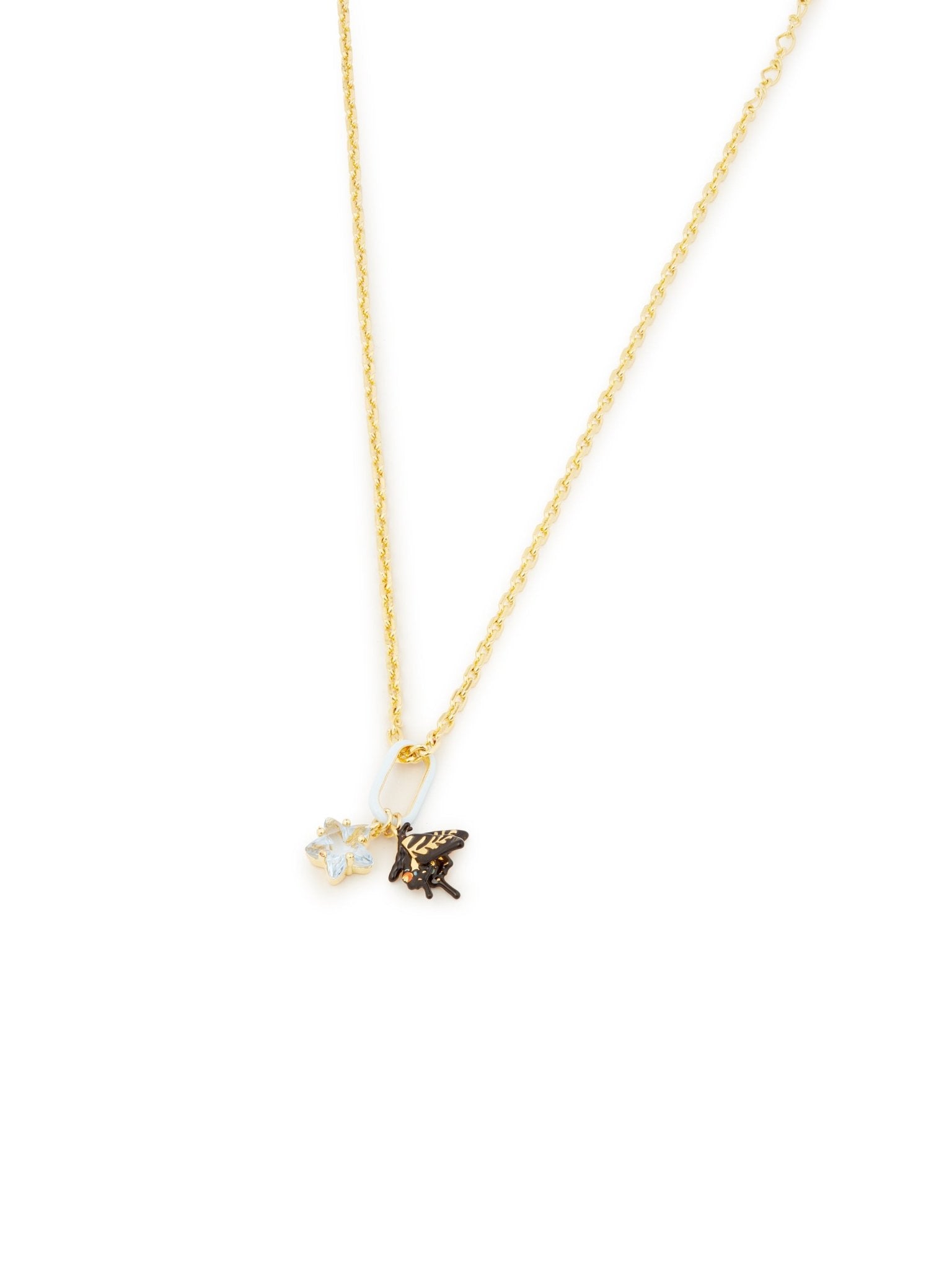 Butterfly And Faceted Star Charm Pendant Necklace | AUTR3021 - Les Nereides