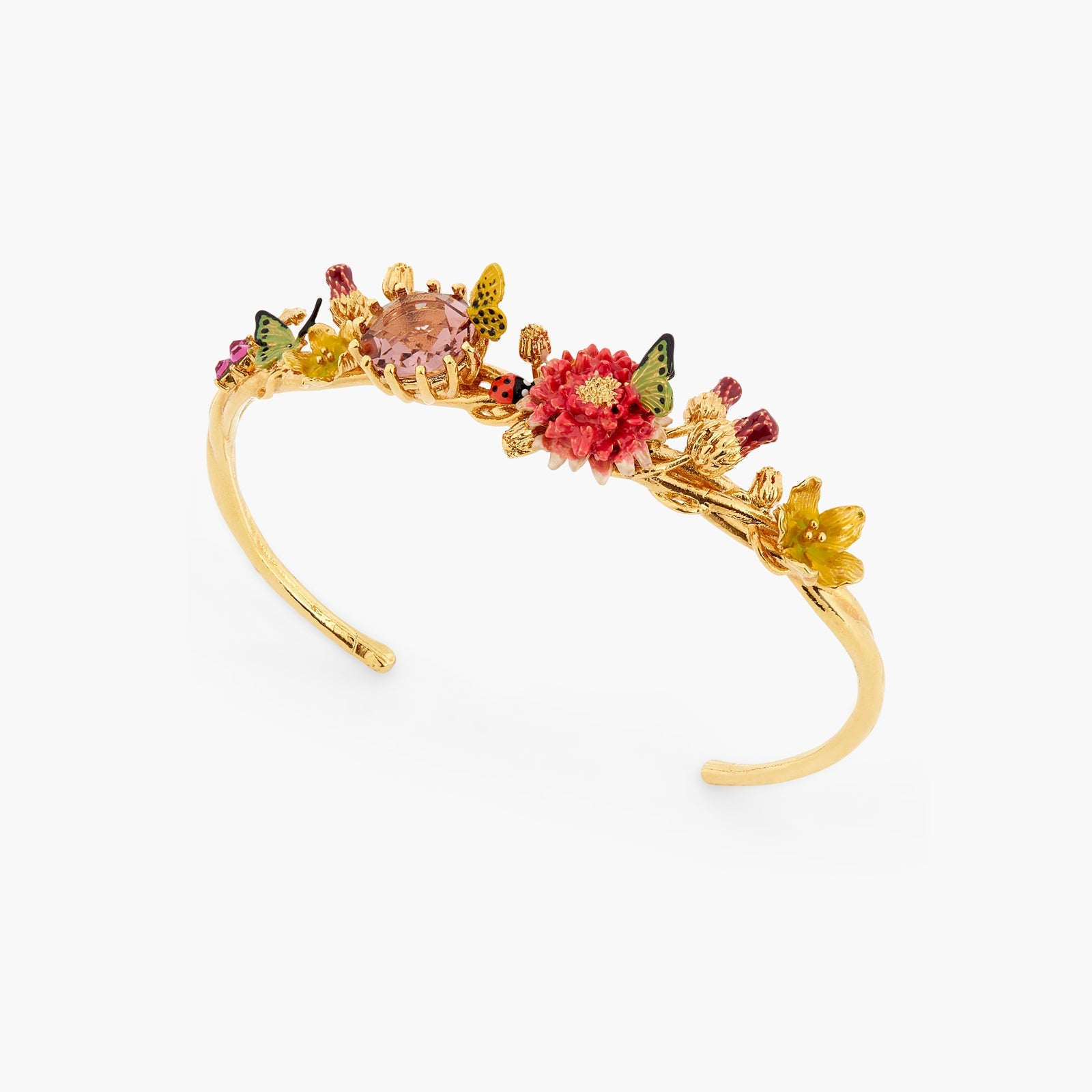 Butterfly Field And Round Stone Bangle Bracelet | ATLA2031 - Les Nereides