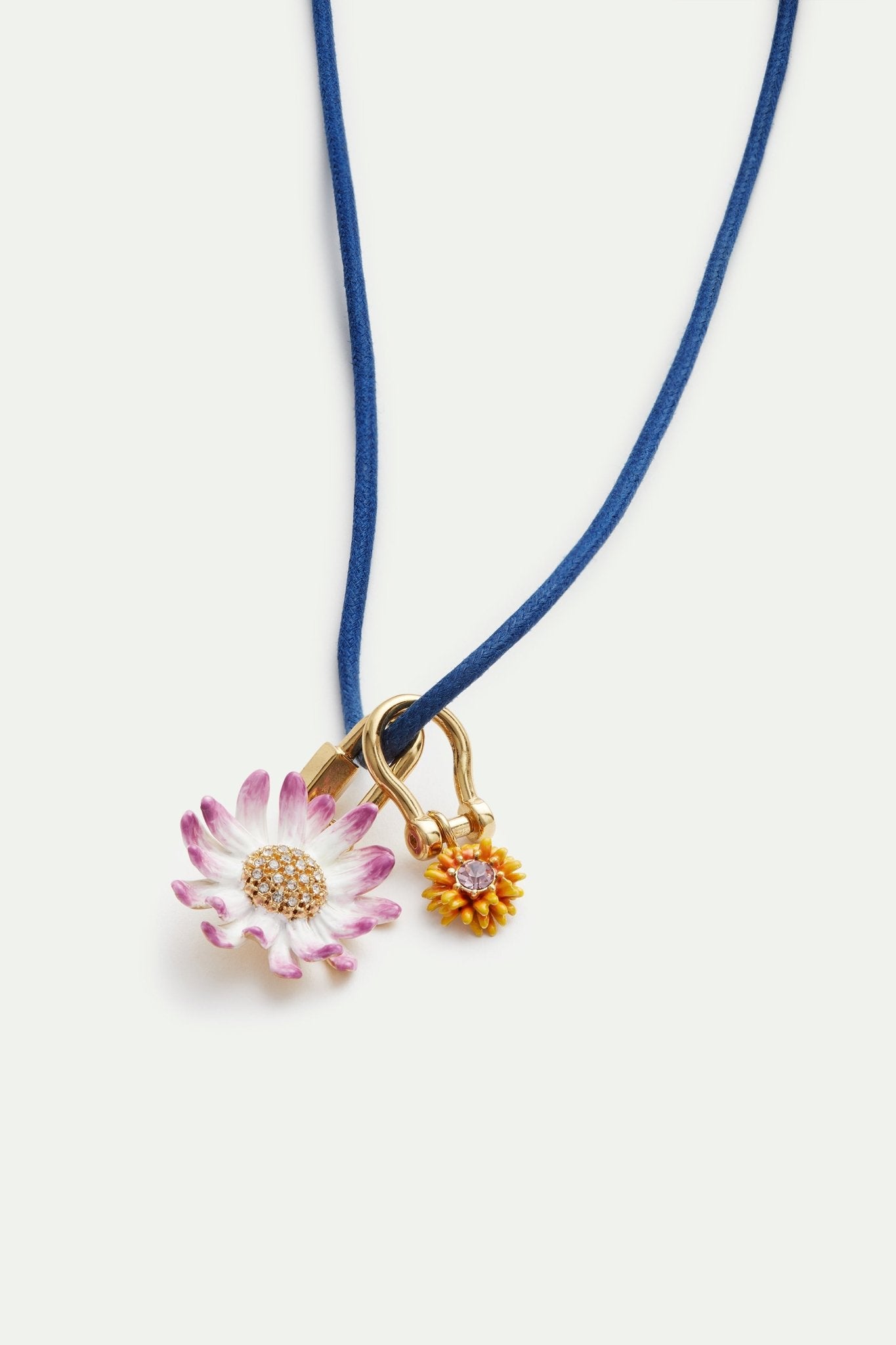 Carabiner and flower blue necklace | AVFR3021 - Les Nereides