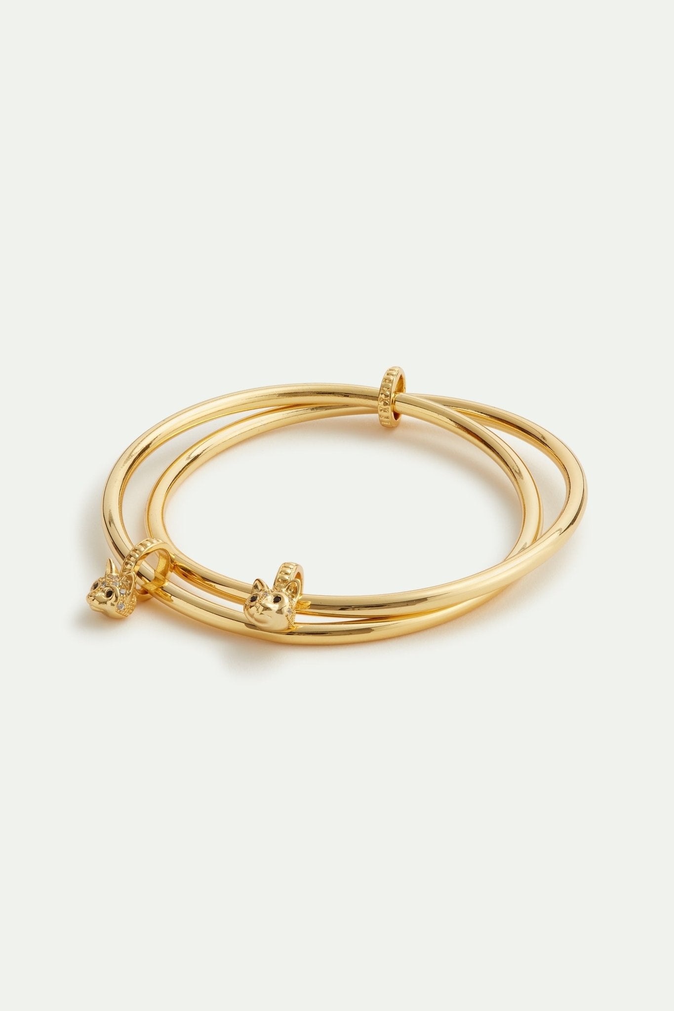 Cat head double golden cuff bracelet | AVLA2011 - Les Nereides