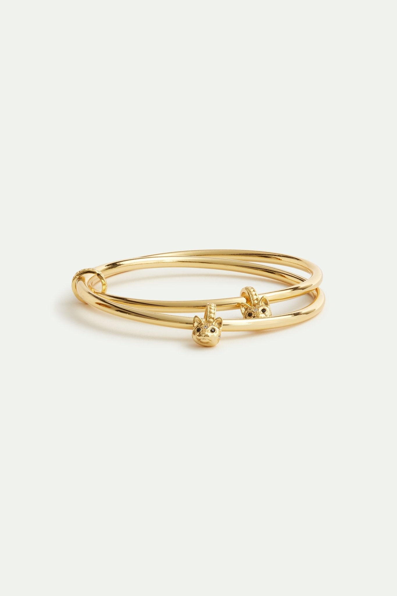 Cat head double golden cuff bracelet | AVLA2011 - Les Nereides