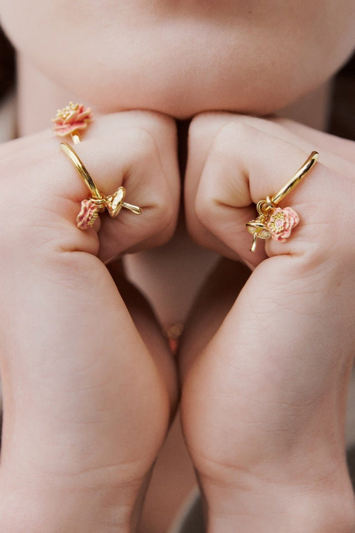 Charm Ring With Pink Anemone And Gold Mushroom | AWBB6041 - Les Nereides