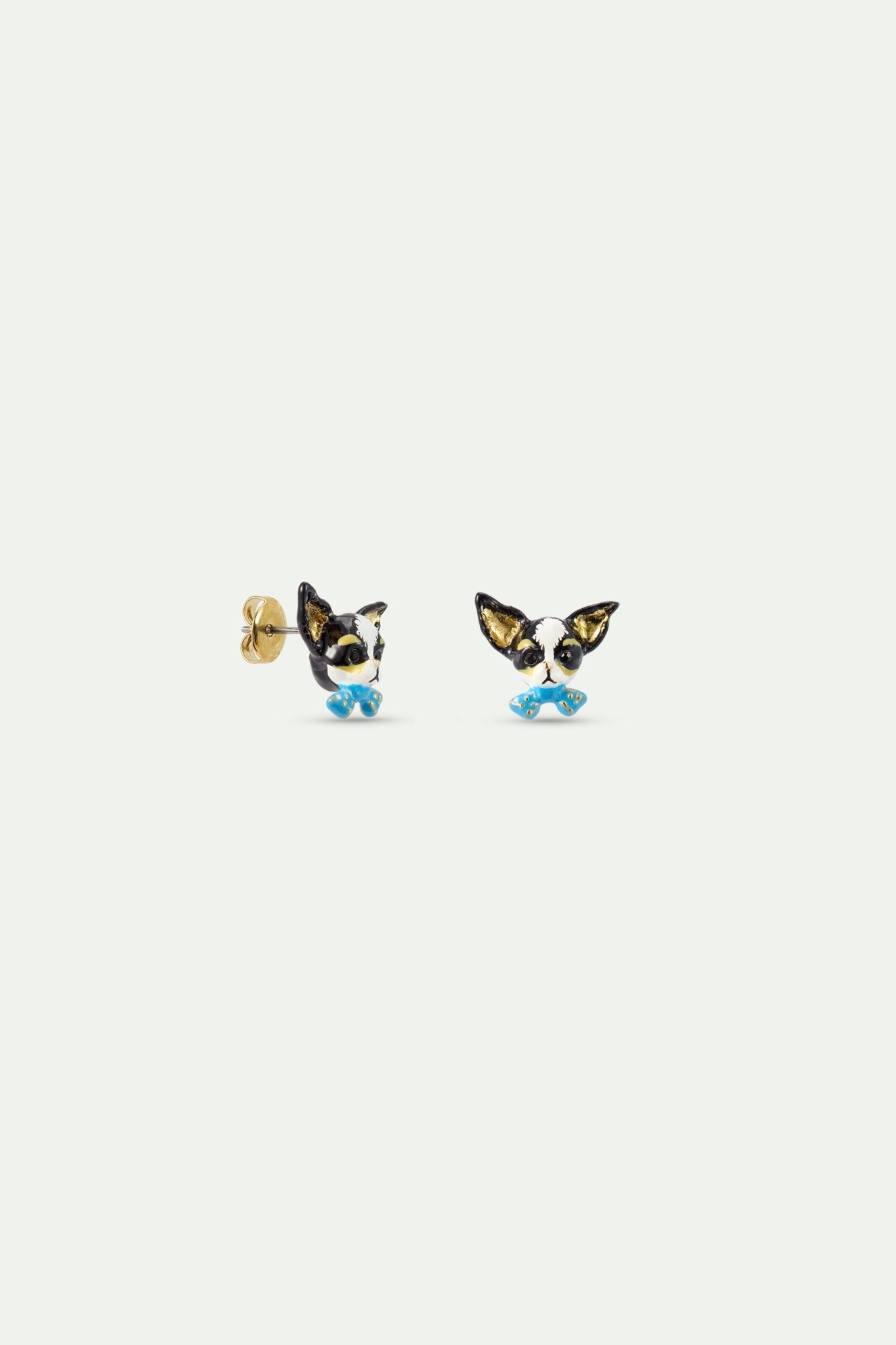 Chihuahua And Blue Bow Tie Hook Earrings | AXLA1041 - Les Nereides