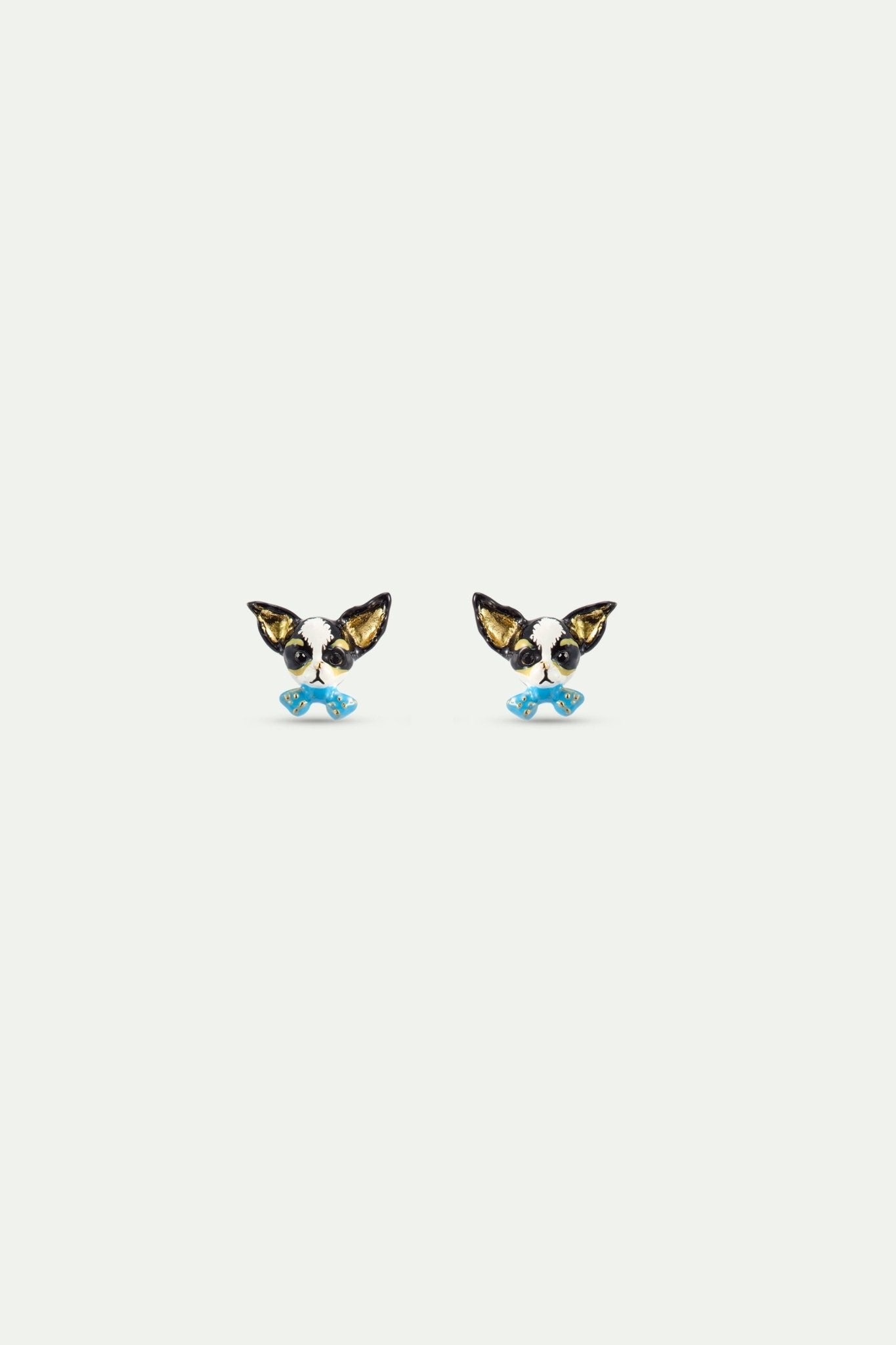 Chihuahua And Blue Bow Tie Hook Earrings | AXLA1041 - Les Nereides