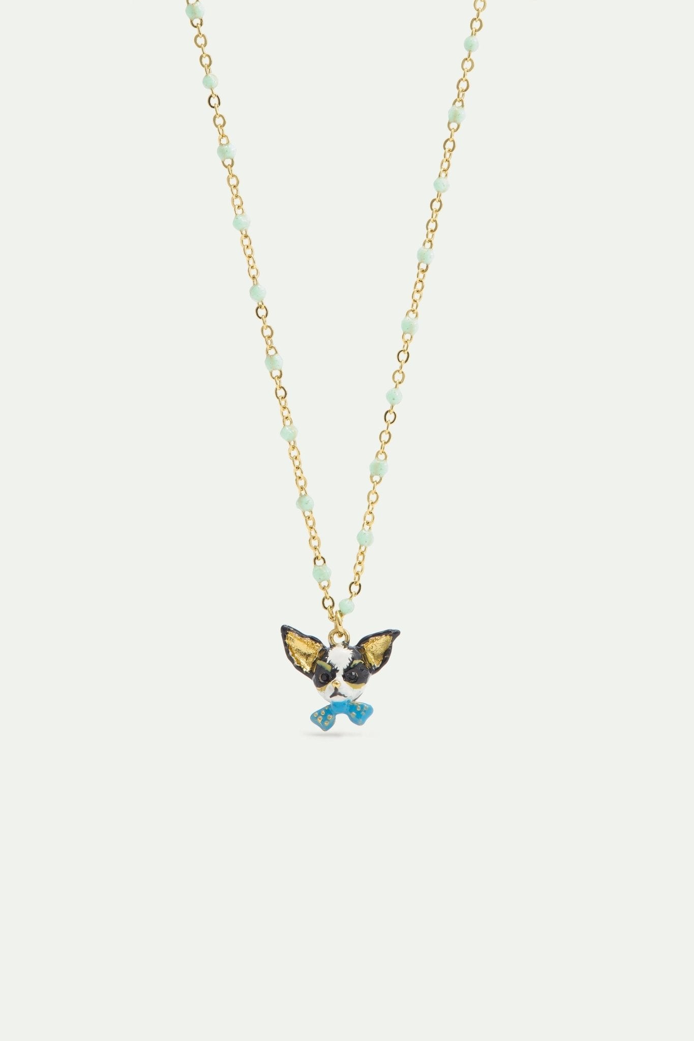Chihuahua And Blue Bow Tie Pendant Necklace | AXLA3041 - Les Nereides