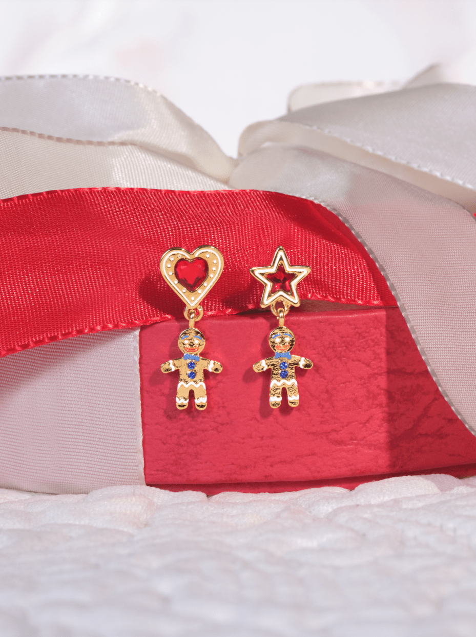 Christmas Biscuit Asymmetrical Earrings | ASPS1061 - Les Nereides