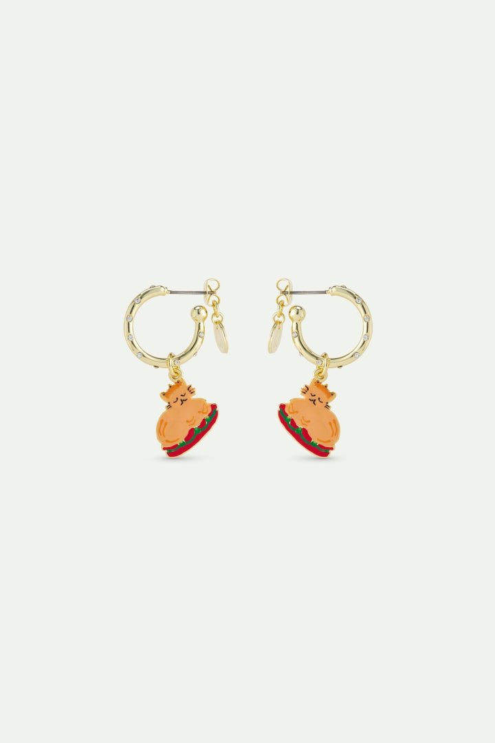 Christmas Dinner And Gold Crown Hoop Earrings Studded With White Rhinestones | AWWI1081 - Les Nereides