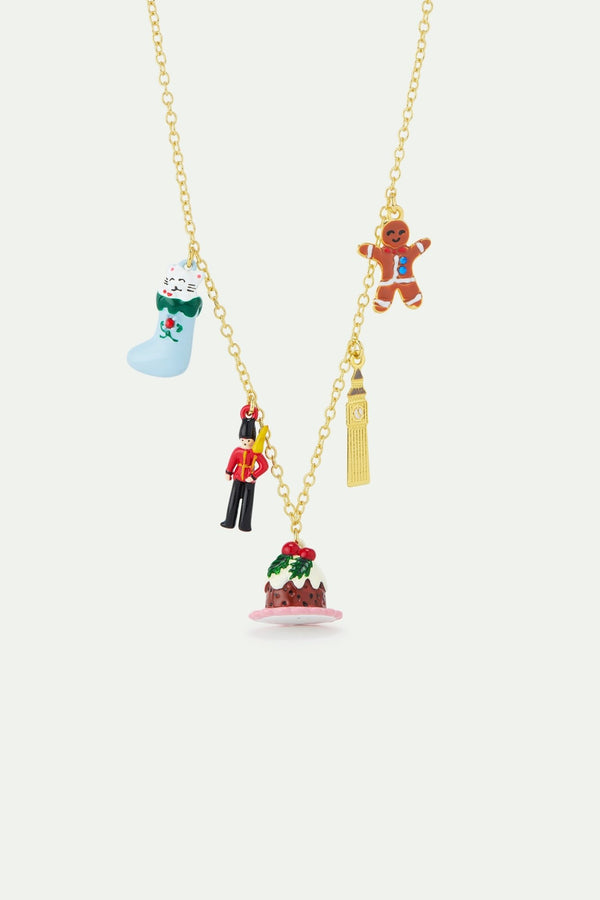 Christmas Stocking, King'S Guard, Christmas Pudding, Big Ben And Gingerbread Man Charm Necklace | AWWI3011 - Les Nereides