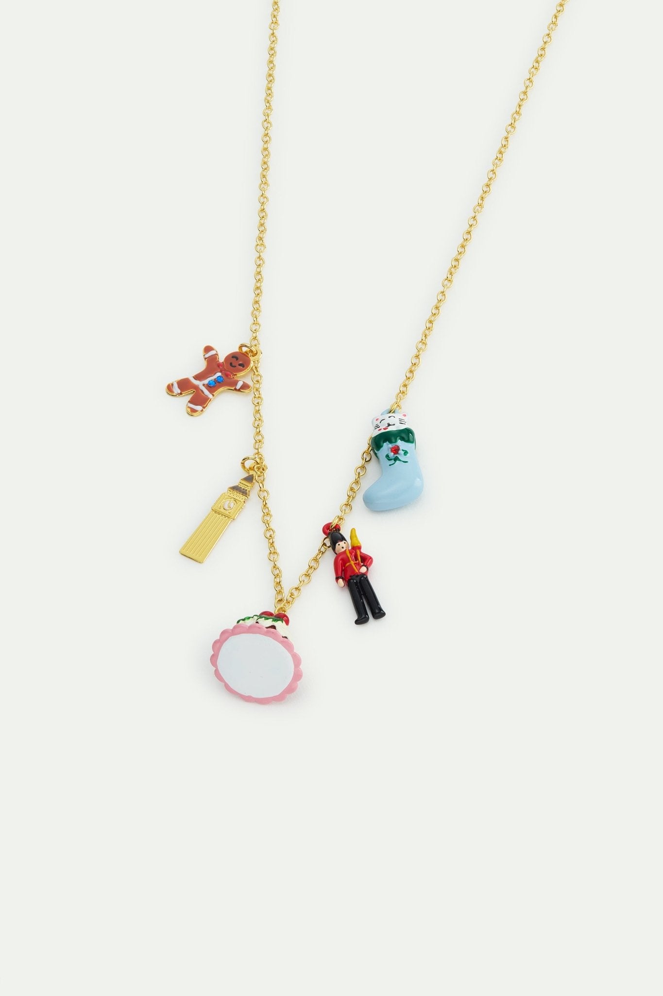 Christmas Stocking, King'S Guard, Christmas Pudding, Big Ben And Gingerbread Man Charm Necklace | AWWI3011 - Les Nereides