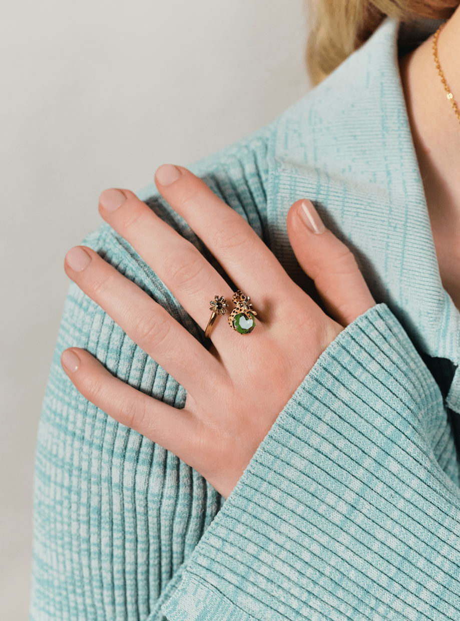 Dachshund And Stone Adjustable Ring | ASLA6021 - Les Nereides