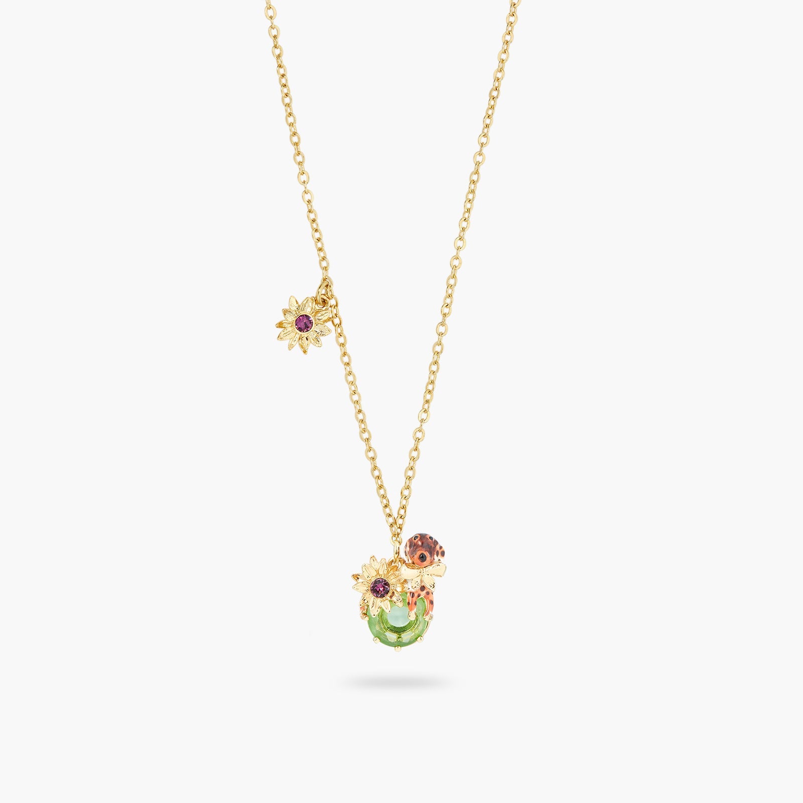 Dachshund And Stone Pendant Necklace | ASLA3031 - Les Nereides