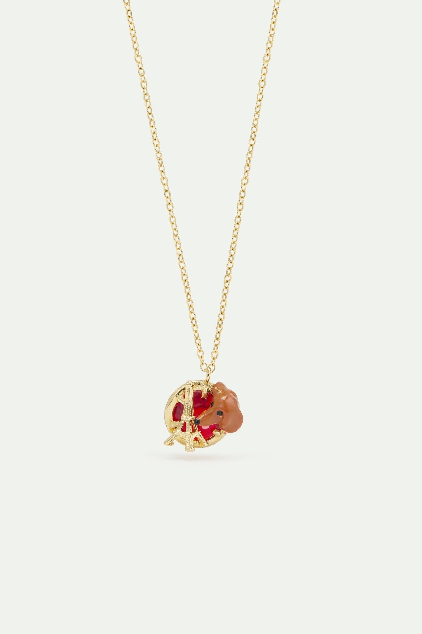 Dachshund Pendant Necklace With Eiffel Tower | AWLA3041 - Les Nereides