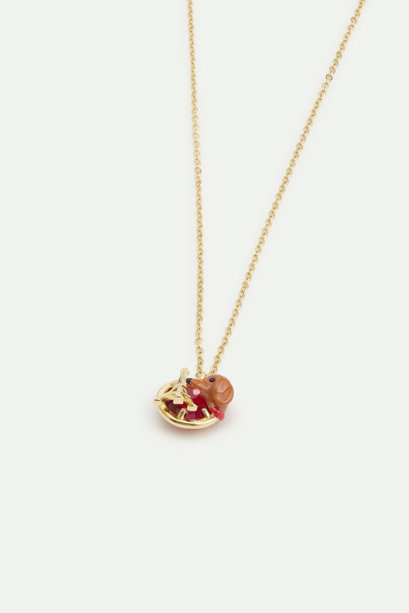 Dachshund Pendant Necklace With Eiffel Tower | AWLA3041 - Les Nereides
