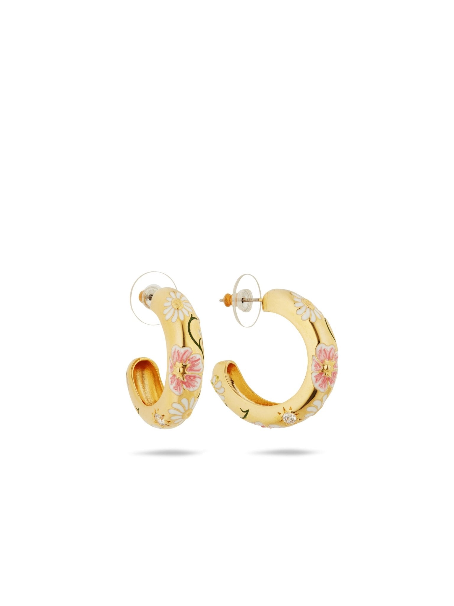 Daisy And Pansy Flower Hoop Earrings | AUPS1041 - Les Nereides