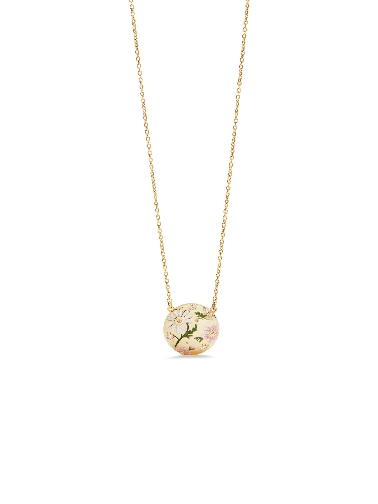 Daisy And Pansy Flower Pendant Necklace | AUPS3041 - Les Nereides