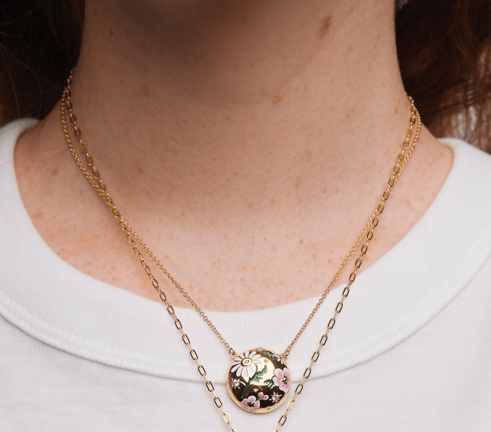 Daisy And Pansy Flower Pendant Necklace | AUPS3041 - Les Nereides