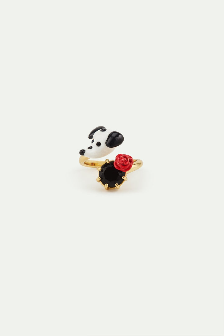 Dalmatian Adjustable Ring With Rose | AWLA6051 - Les Nereides