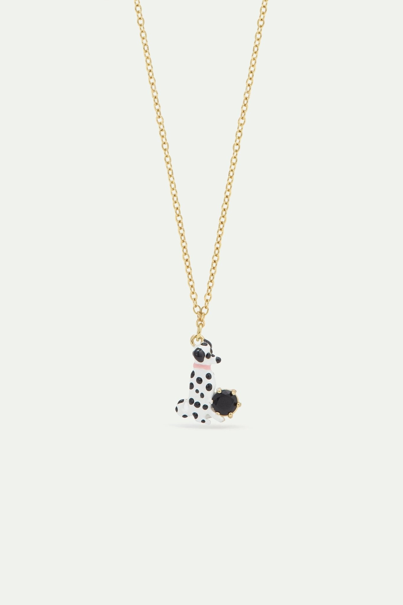 Dalmatian Black Glass Pendant Necklace | AWLA3061 - Les Nereides