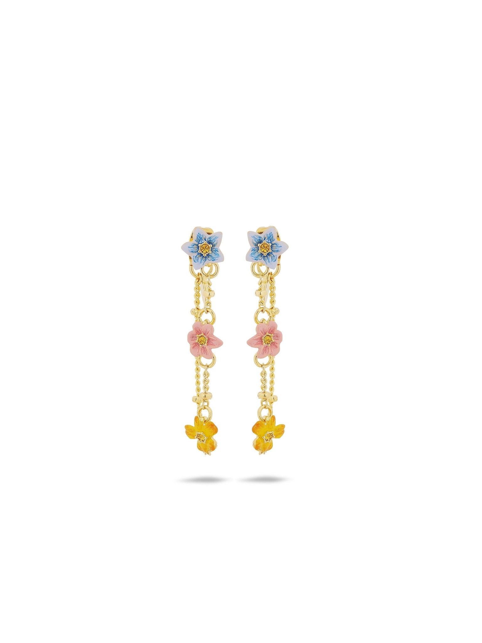 Dangle Earrings With 3 Colourful Jasmine Flowers | AUTR1051 - Les Nereides