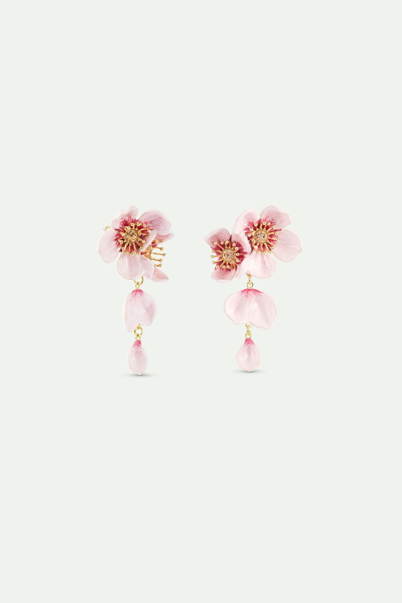 Dangle Post Earrings With Pink Cherry Blossom | AXHA1092 - Les Nereides