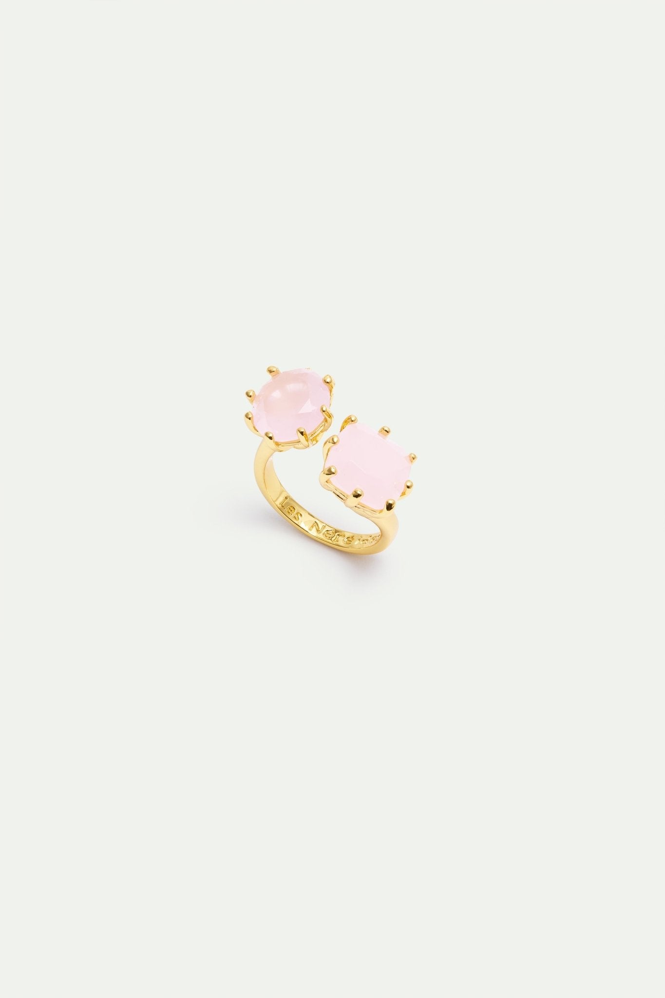 Diamantine Adjustable Ring With 2 Light Pink Stones | AXLD6601 - Les Nereides