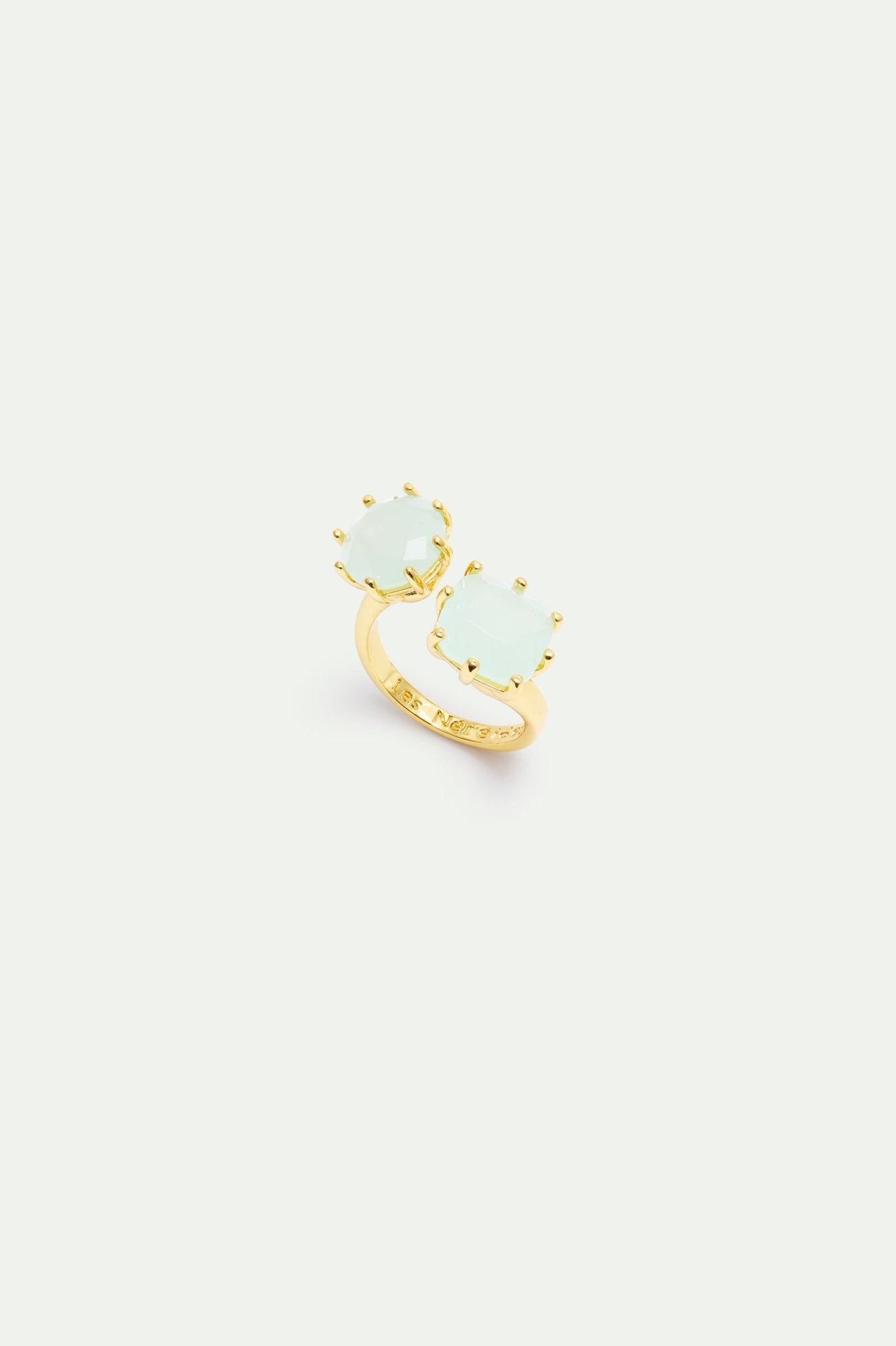 Diamantine Adjustable Ring With 2 Sea Green Stones | AXLD6602 - Les Nereides