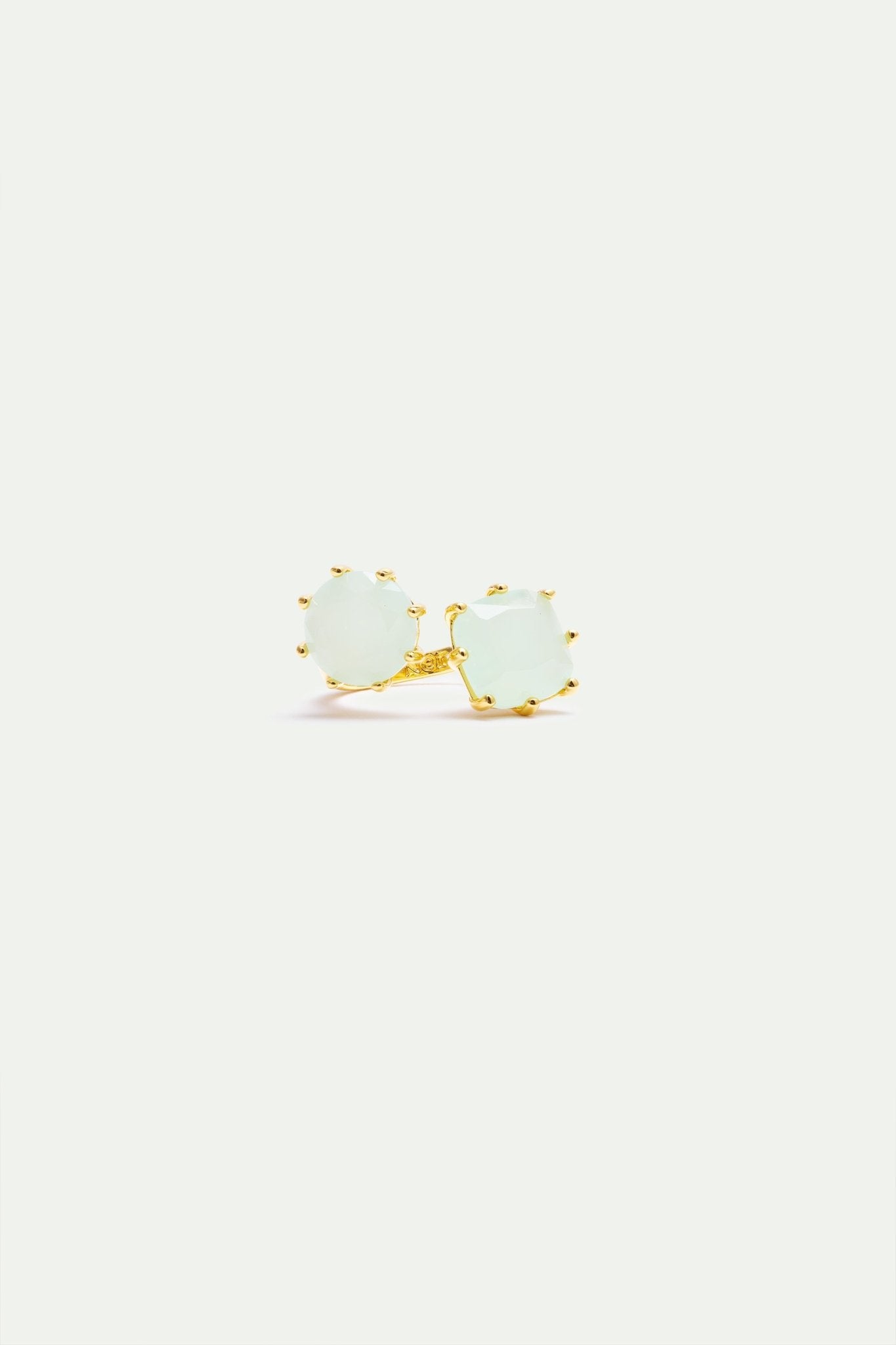 Diamantine Adjustable Ring With 2 Sea Green Stones | AXLD6602 - Les Nereides