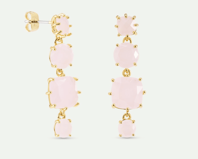Diamantine Earrings With 4 Light Pink Stones | AXLD1201 - Les Nereides
