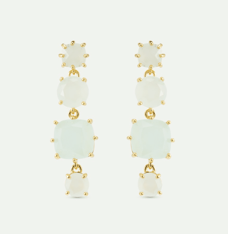 Diamantine Earrings With 4 Sea Green Stones | AXLD1202 - Les Nereides
