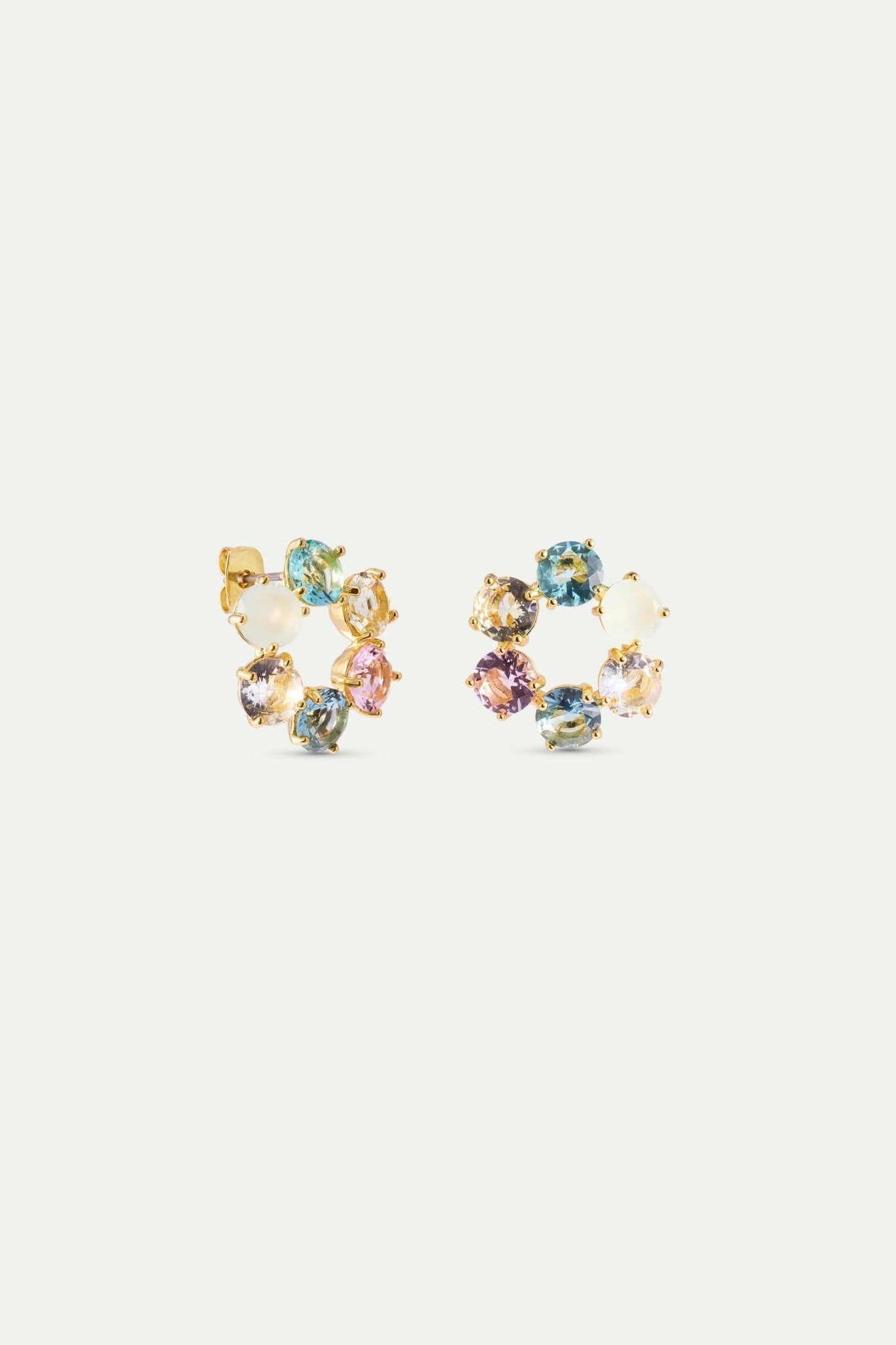 Diamantine Hoop Earrings With 6 Acqua Azzura Stones | AXLD1423 - Les Nereides
