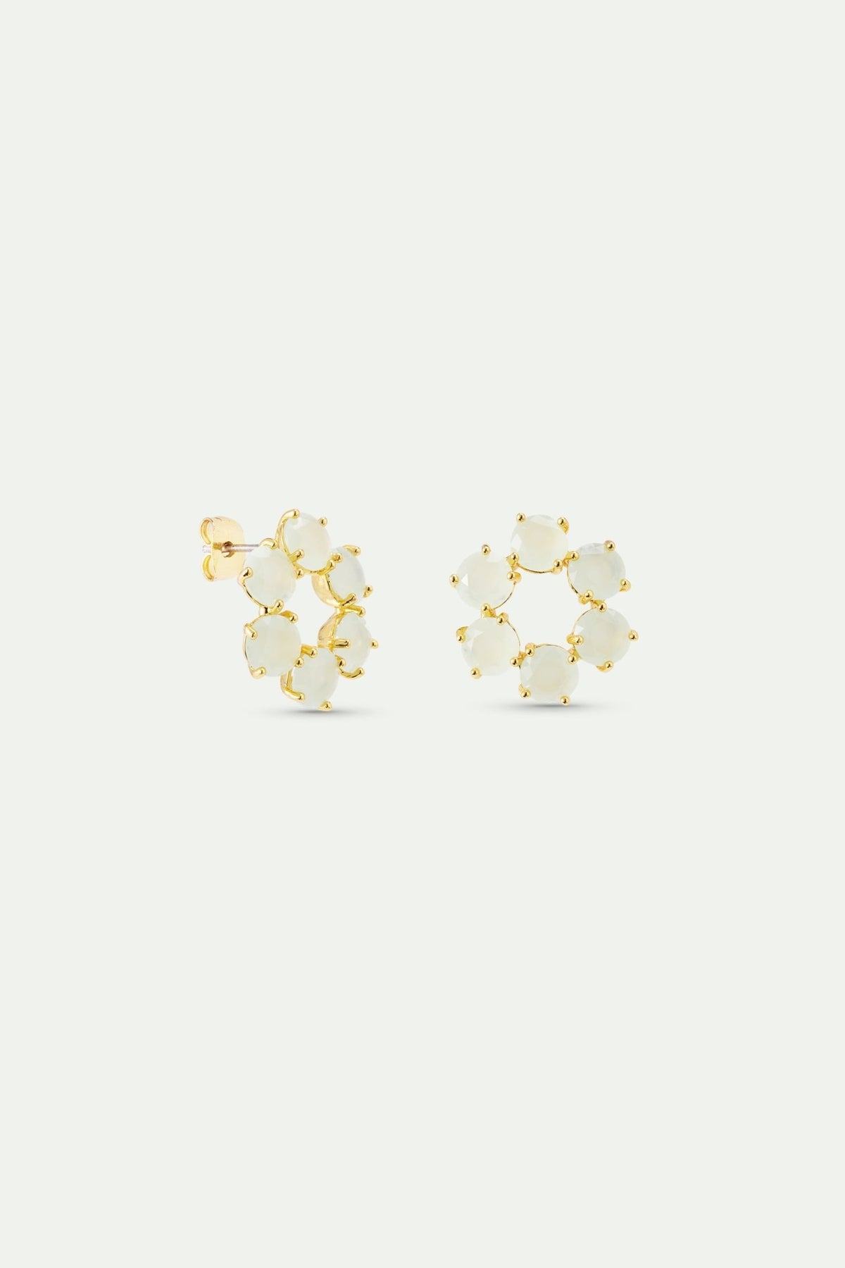 Diamantine Hoop Earrings With 6 Sea Green Stones | AXLD1422 - Les Nereides Paris