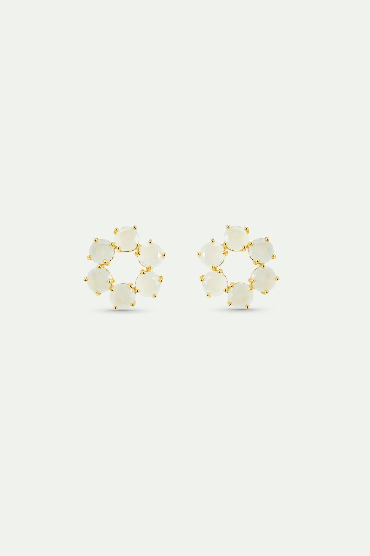 Diamantine Hoop Earrings With 6 Sea Green Stones | AXLD1422 - Les Nereides Paris