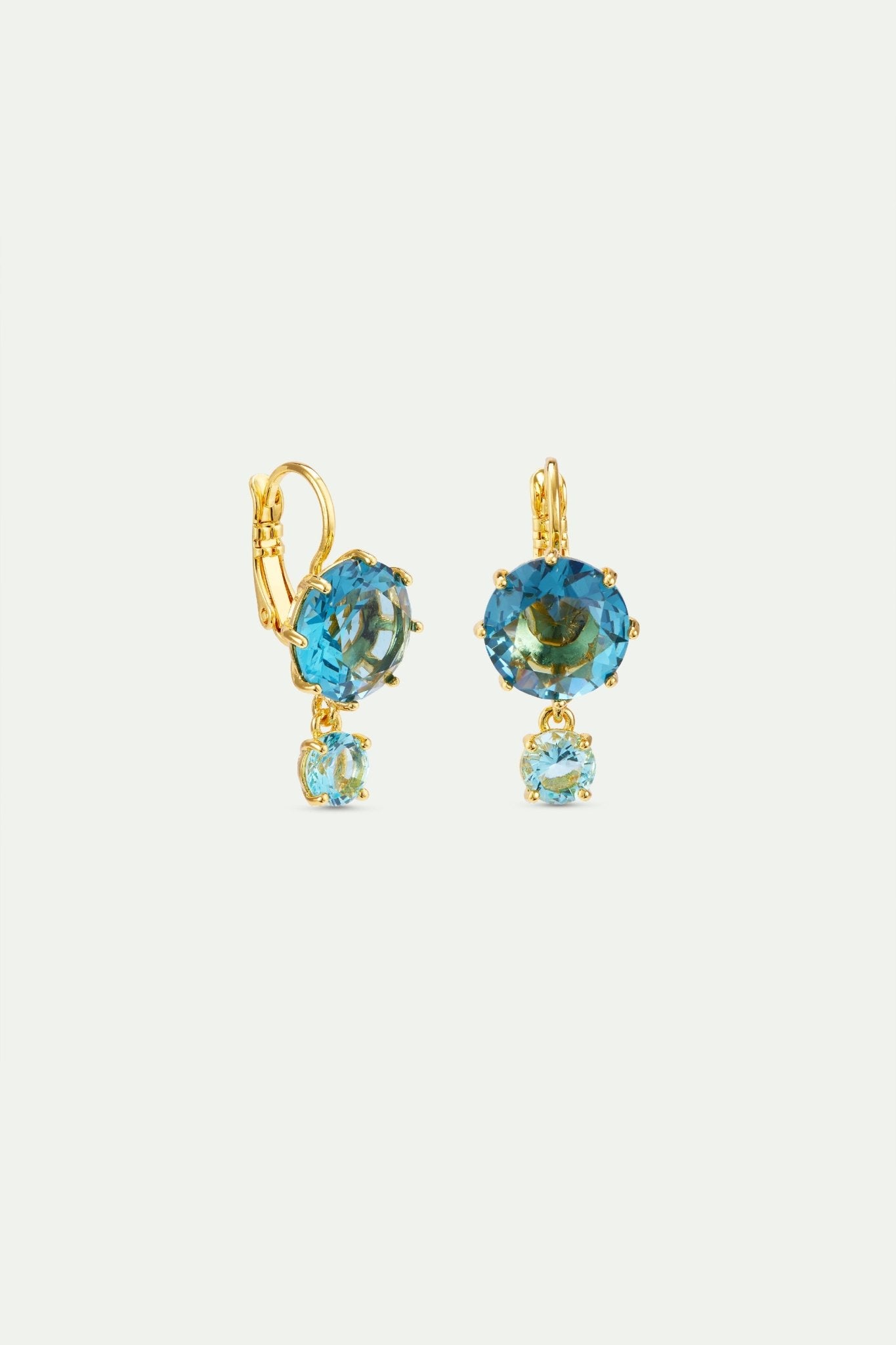 Diamantine Sleeper Earrings With Round Acqua Azzura Stones | AXLD1263 - Les Nereides Paris
