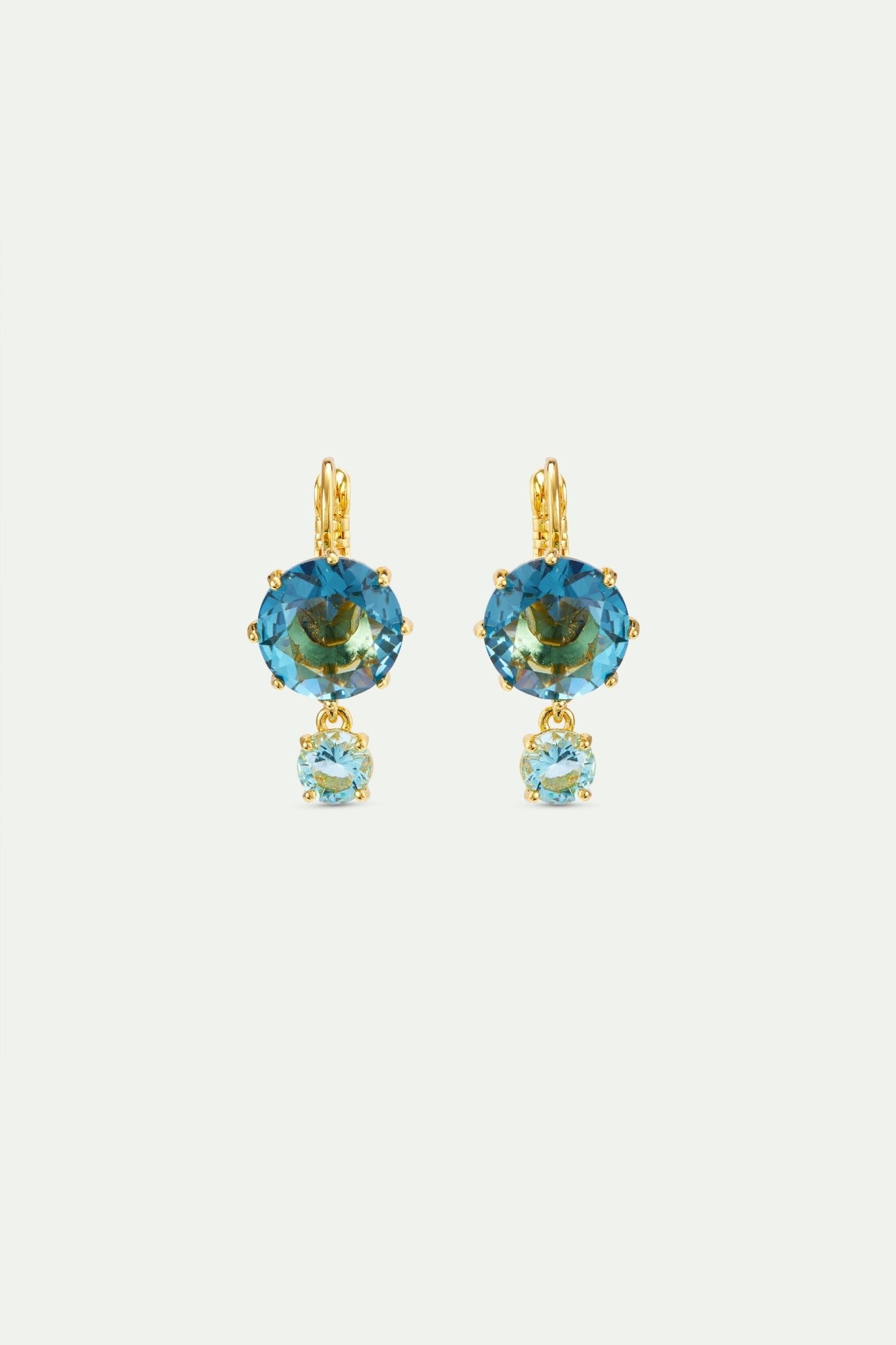 Diamantine Sleeper Earrings With Round Acqua Azzura Stones | AXLD1263 - Les Nereides Paris