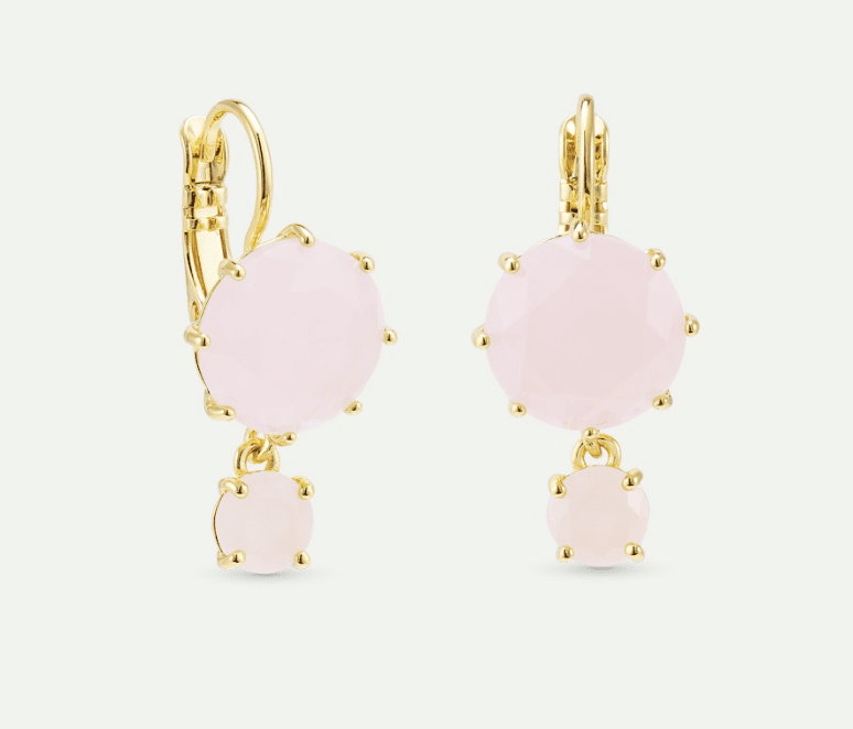 Diamantine Sleeper Earrings With Round Light Pink Stones | AXLD1261 - Les Nereides