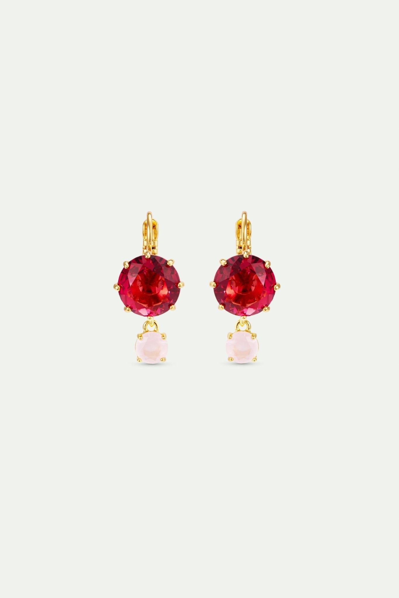 Diamantine Sleeper Earrings With Round Rosa Centifolia Stones | AXLD1264 - Les Nereides