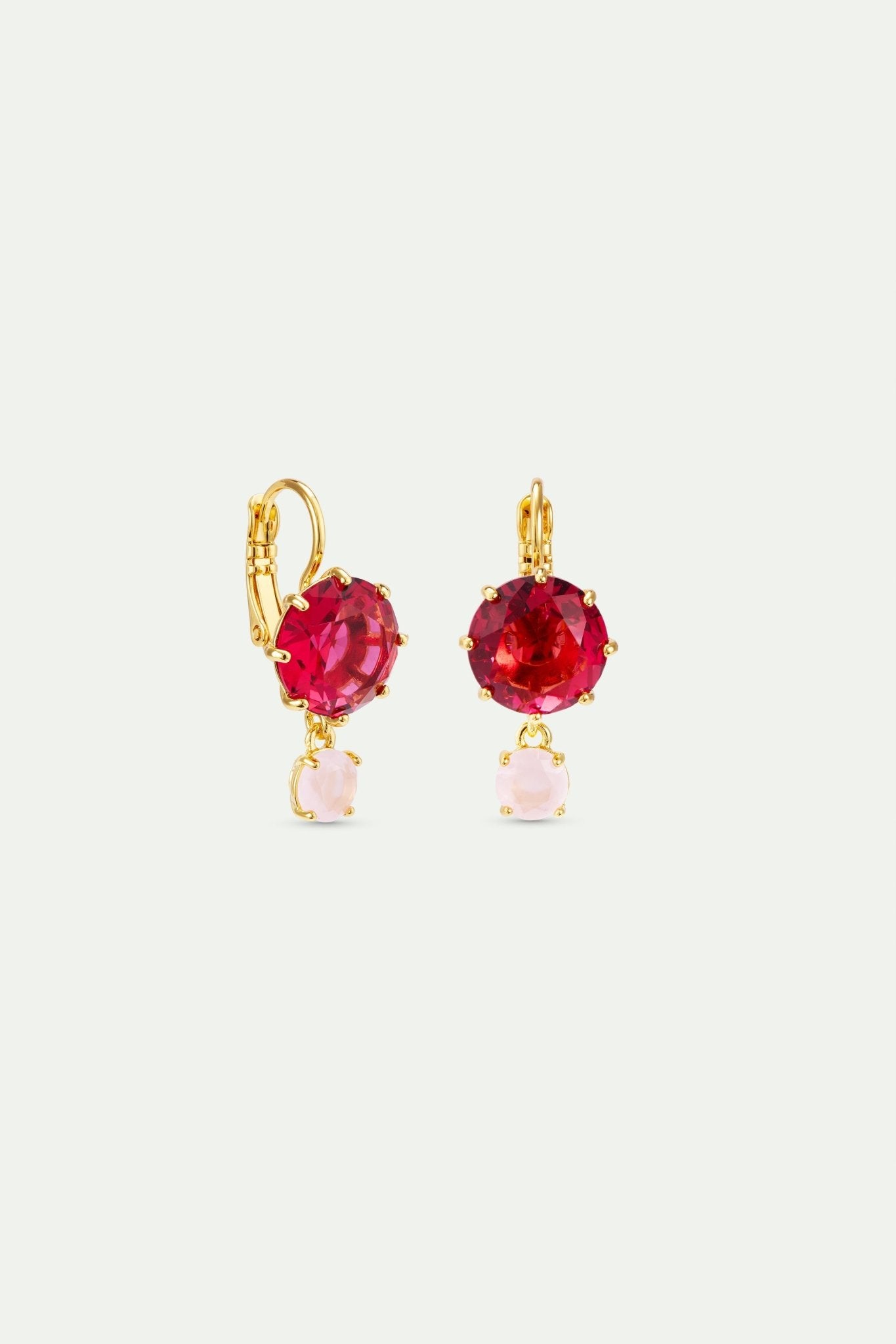 Diamantine Sleeper Earrings With Round Rosa Centifolia Stones | AXLD1264 - Les Nereides