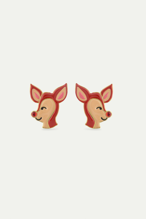 Doe And Red Rhinestone Earrings | AWWI1041 - Les Nereides