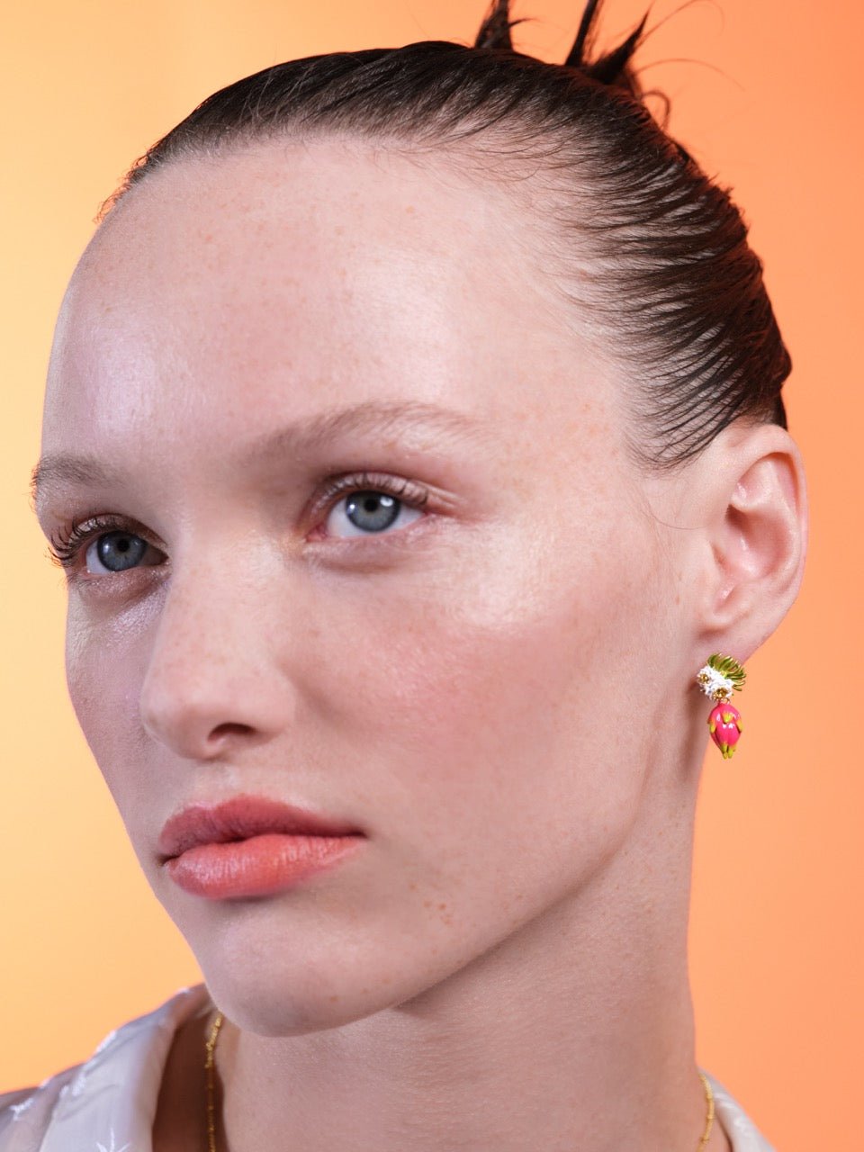 Dragonfruit And Pitaya Flower Dangling Earrings | ARPA1061 - Les Nereides