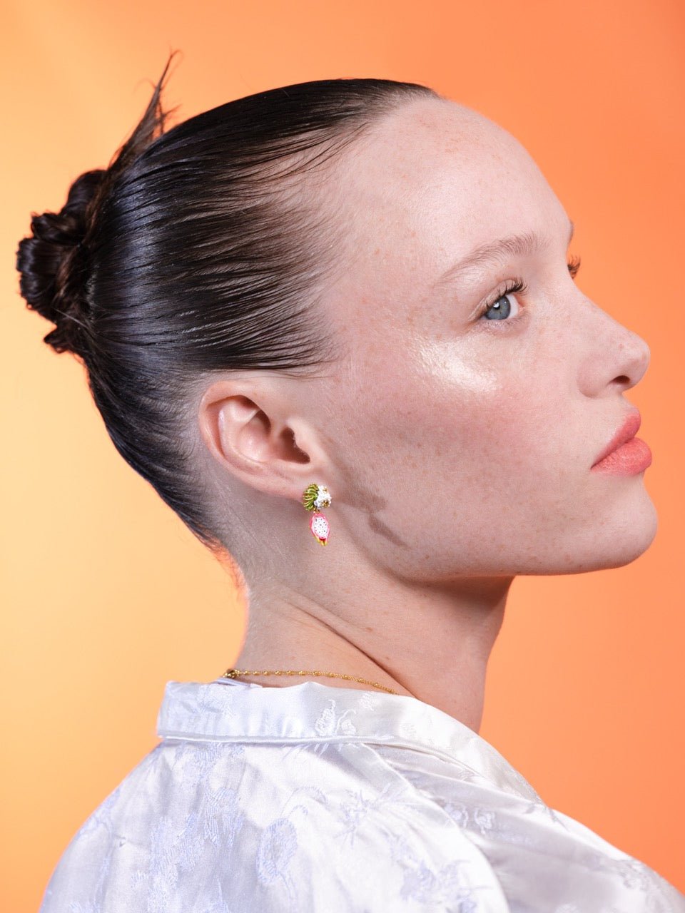 Dragonfruit And Pitaya Flower Dangling Earrings | ARPA1061 - Les Nereides