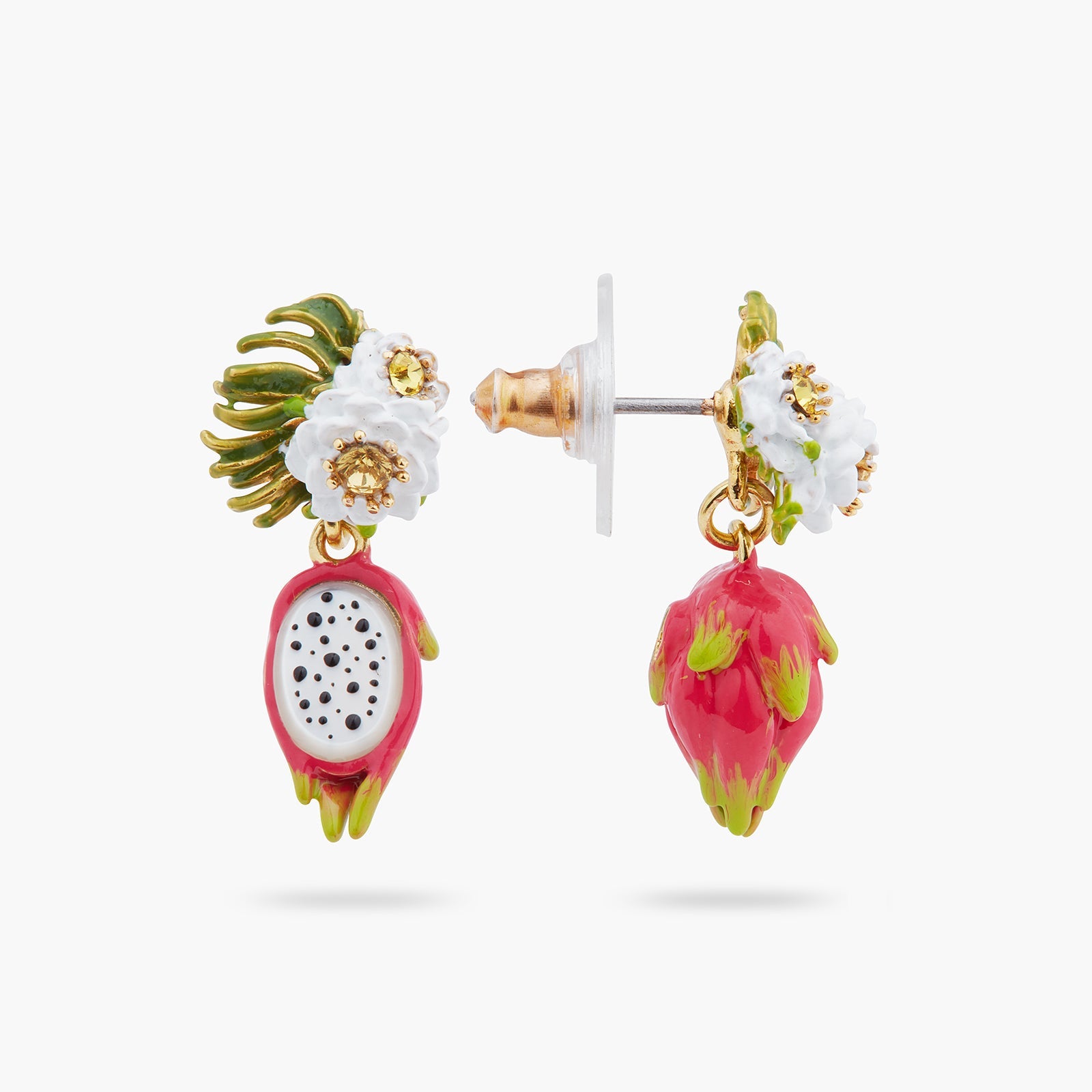 Dragonfruit And Pitaya Flower Dangling Earrings | ARPA1061 - Les Nereides