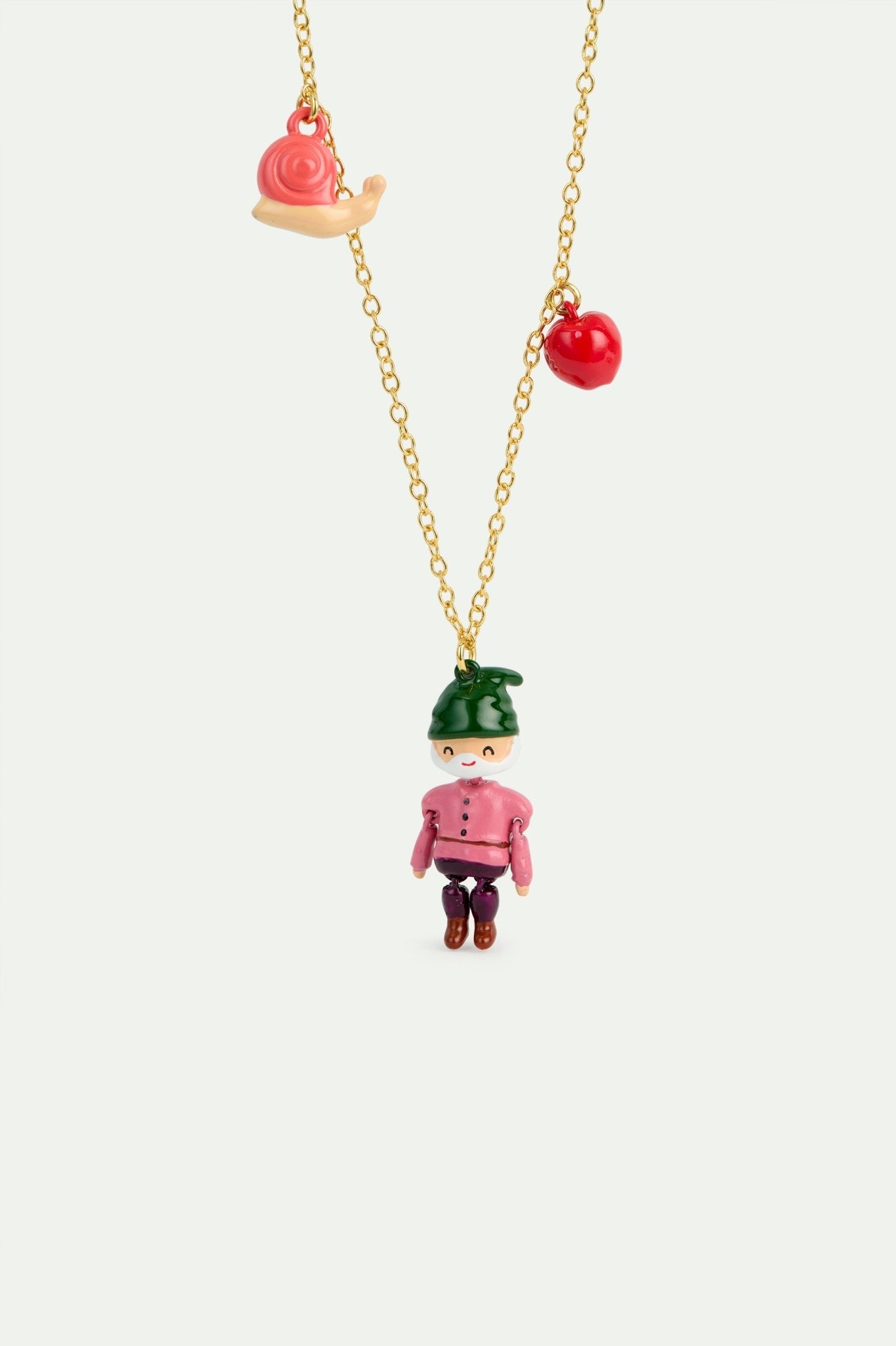 Dwarf, apple and snail pendant necklace | AVPO3041 - Les Nereides